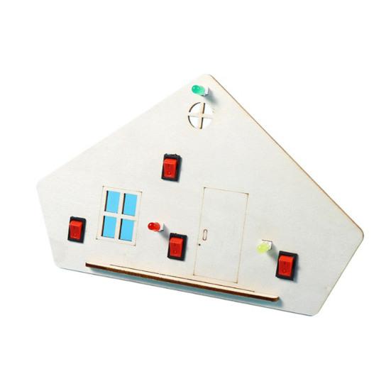 1 Set DIY Holzhaus mit LED-Lichtschalter Reihen-Parallelschaltung