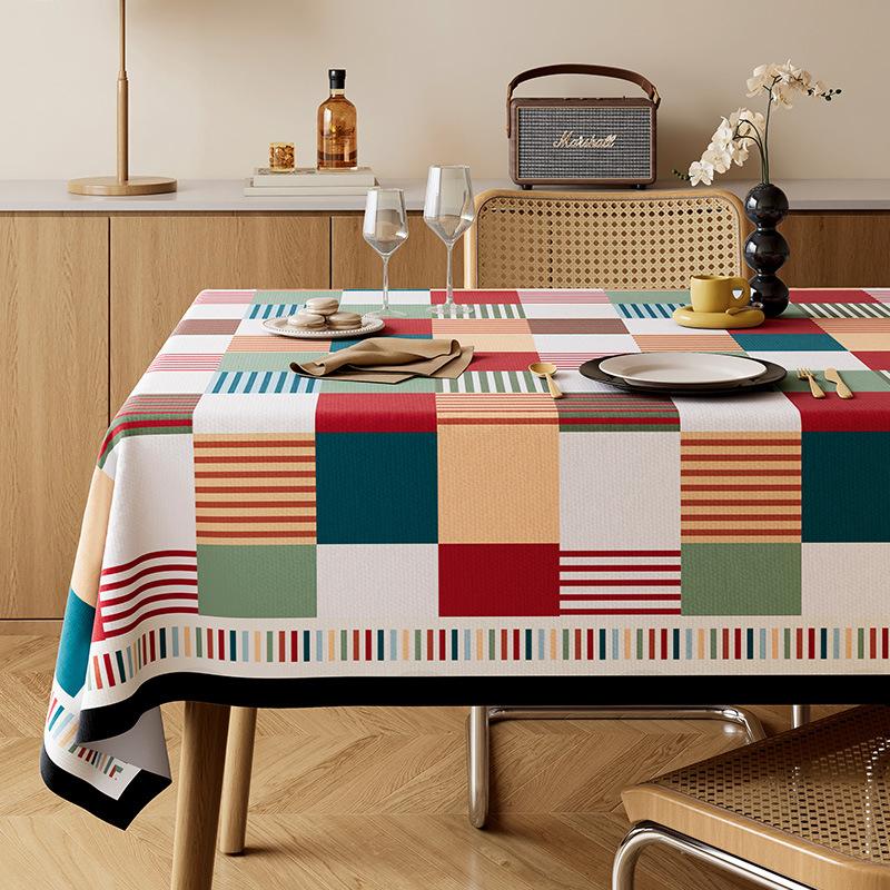 Luxe Geometrische Tafelkleed Waterdicht en Oliebestendig Fluwelen Kussen Anti-verbranding Anti-vlekken Salontafelkleden 90x90cm