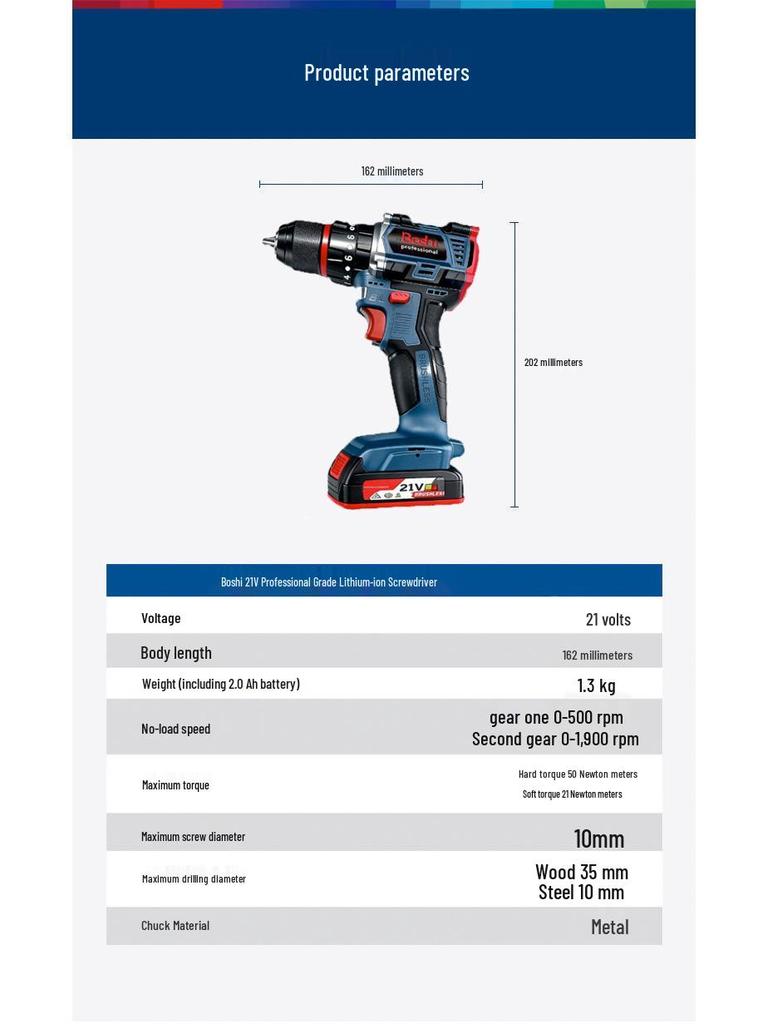 High-Power Brushless Lithium Electric Screwdriver & Drill with Rechargeable Battery