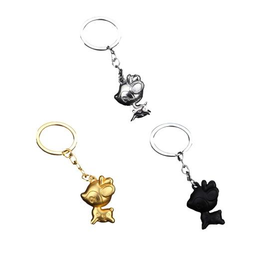 Keychain Pendant Little Deer Design Zinc Alloy Key Chain with Metal Ring Chain Buckle Portable Lightweight Key Holder Backpack Car Accessory