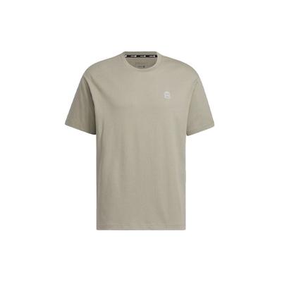 Adidas Neo Solid Color Logo Loose Round Neck Short Sleeve T-Shirt Unisex Tops Pebble-Silver-Gray IB7677