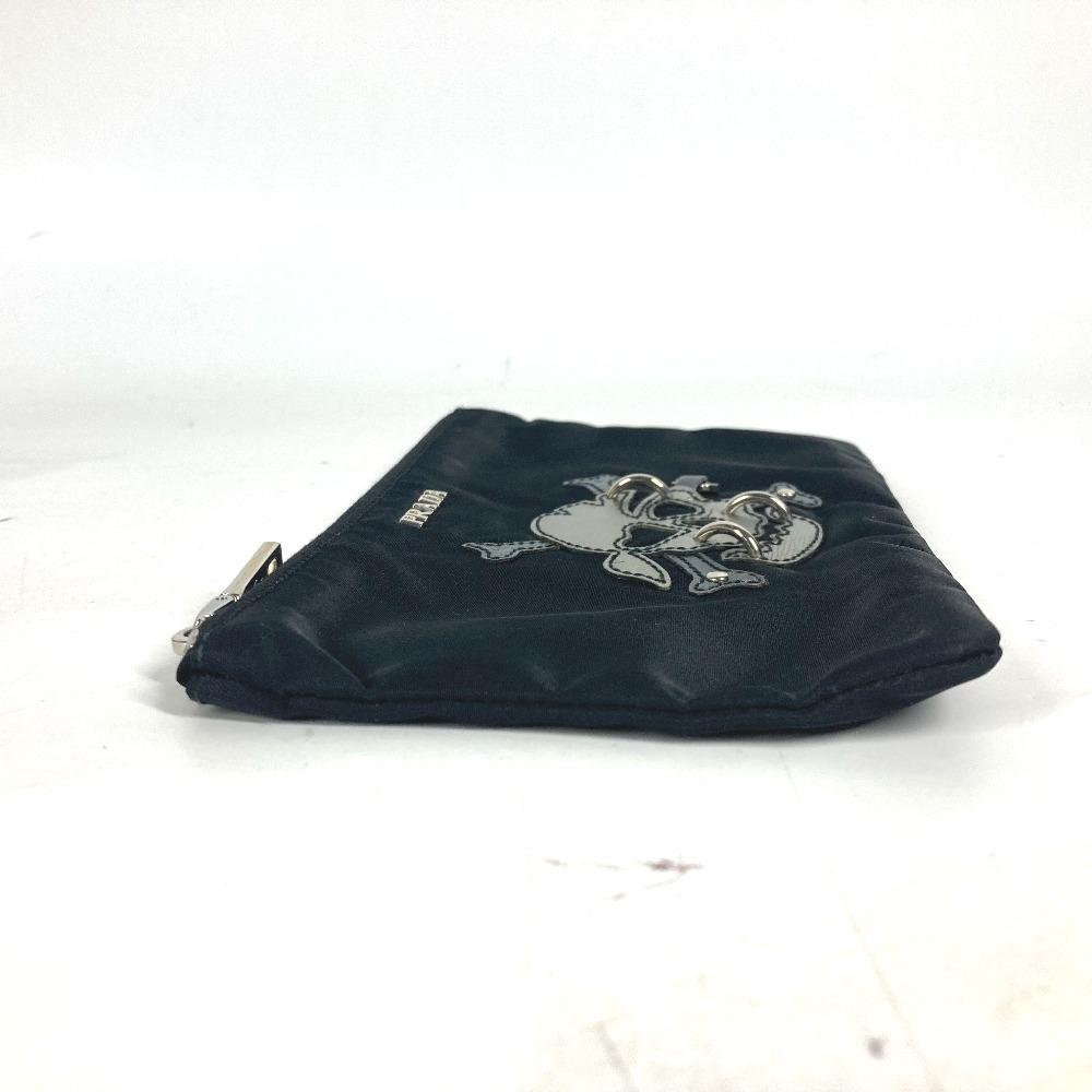 PRADA 2M1214 Makeup pouch Cosmetics Pouch Skull Clutch bag Pouch Nylon Black