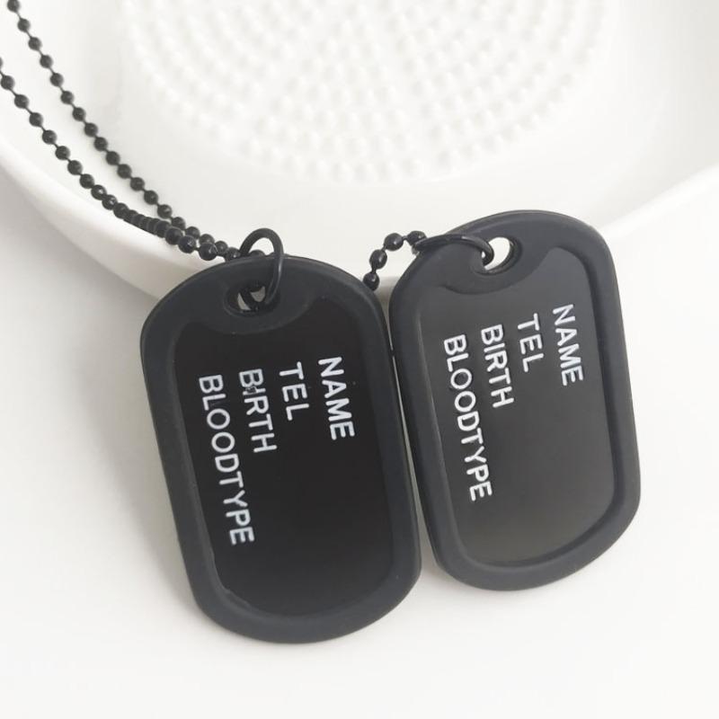 Military Dog Tag Personalised Plated Army Style Dog Id Tags with Ball Chains Silencers 2 Dog Tags Chain Pendant Necklace Goth