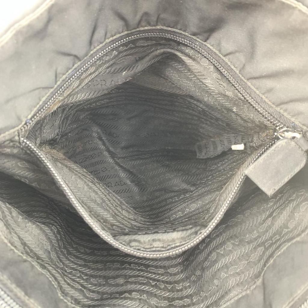 PRADA Tessuto Nylon Handbag Tote Bag Semi One Shoulder Arm Black Triangle Logo Plate Women's White Tag