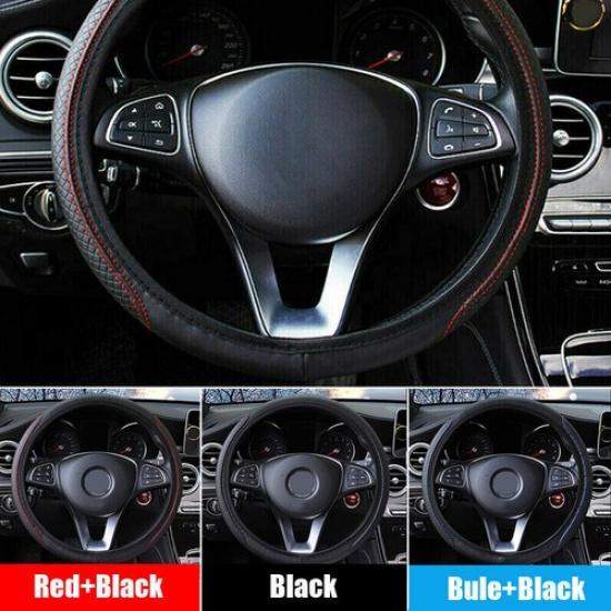 15'' Car Steering Wheel Cover Leather Breathable Anti-slip Protector Accessories