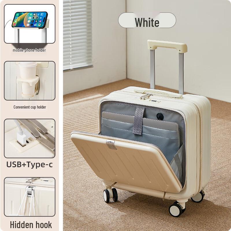 Tian Yin Front-Opening Carry-On Luggage with USB & Cup Holder 18 inch