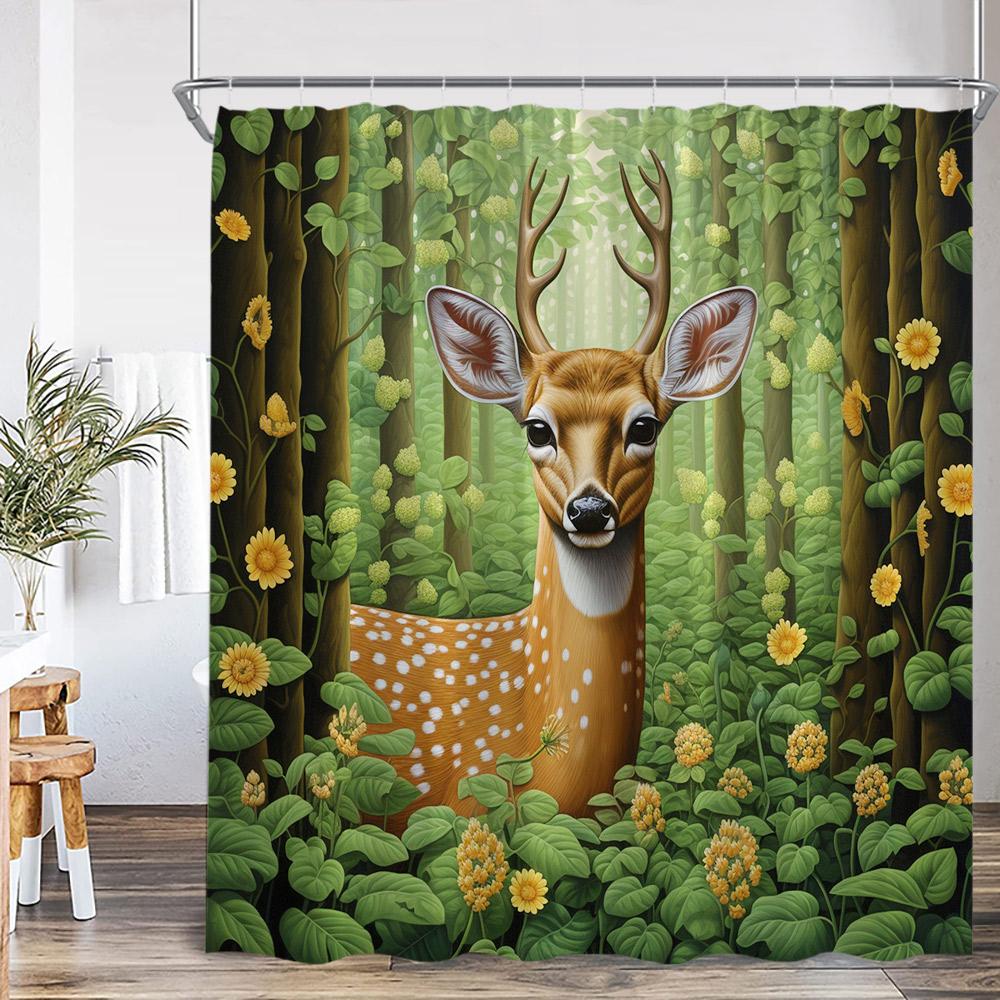 Funny Animal Shower Curtain Cute Cat Leopard Dog Elk Raccoon Cartoon Home Decor For Bathroom Polyester Bath Curtain