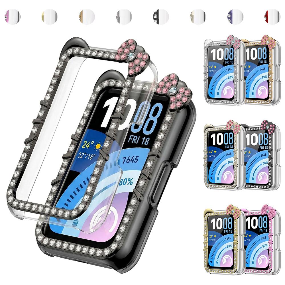 Custodia con Diamanti per HUAWEI Band 11 Accessori Bordo Bumper Rigido Vuoto a 360° Frame shell Carina Copertura GATTO huawei smart band 11 pro