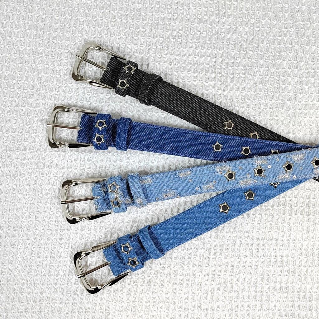 Fashionable Star Charm Punk Belt Men's Women's Jeans Waist Band with Metal Buckle for Music Festivals Street Show