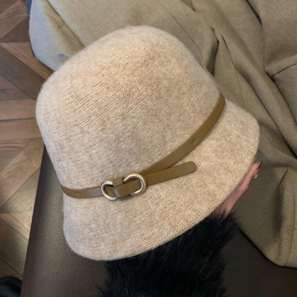 Woolen Wool Fisherman Hat Pure Color Basin Hat Casual Women's Formal hat  Autumn