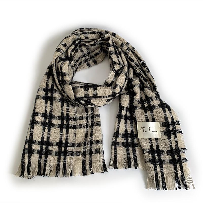 Knitted Shawl Scarf High-end Autumn and Winter New Versatile Fashion Thickened Warm Plaid Scarf