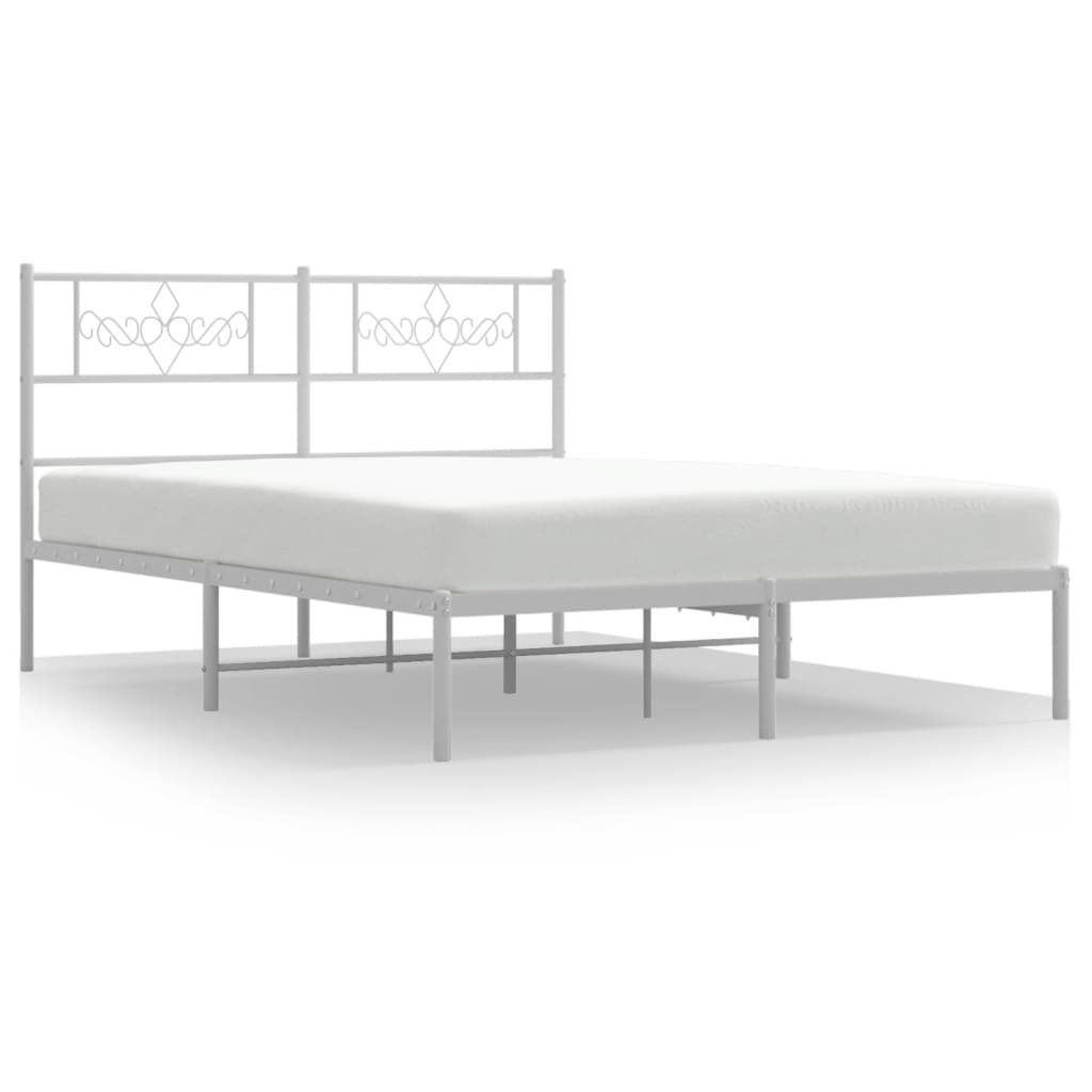 Vidaxl Metalowa Rama Łóżka Z Wezgłowiem, Biała, 120X190 Cm