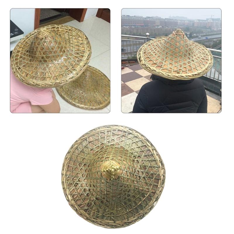 Bamboo Hat Asian Hat Chinese Hat Conical Hat Rice Farmer Hats HandWoven Adult Travel Straw Hat Coolies Hat