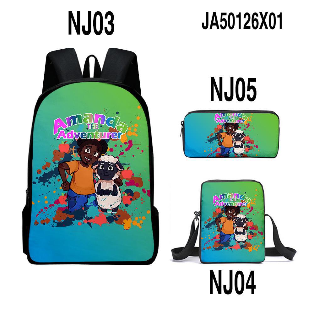 Classic Amanda the Adventurer 3D Print 3pcs/Set Pupil School Bags Laptop Daypack Backpack Inclined Shoulder Bag Pencil Case