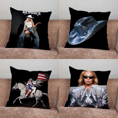 Singer B-Beyonce Cowboy Carter Pillow Case For Home Bedroom Car Office Decoration Living Room Sofa Cushion Cover Suitable