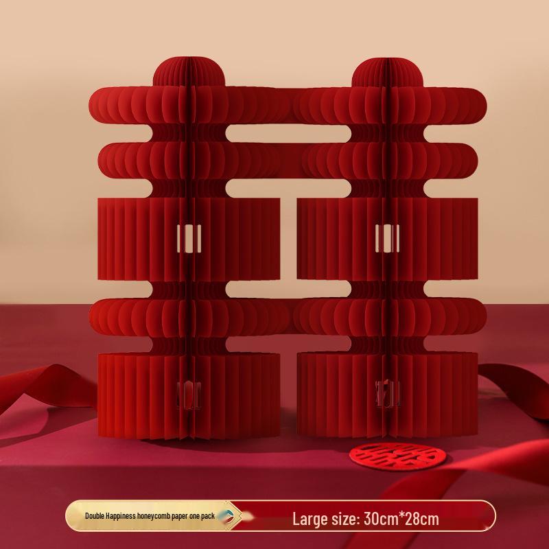 Wedding Decor Set: 3D Honeycomb Balls, Fortune Knot, Double Happiness Gourd & Magnet