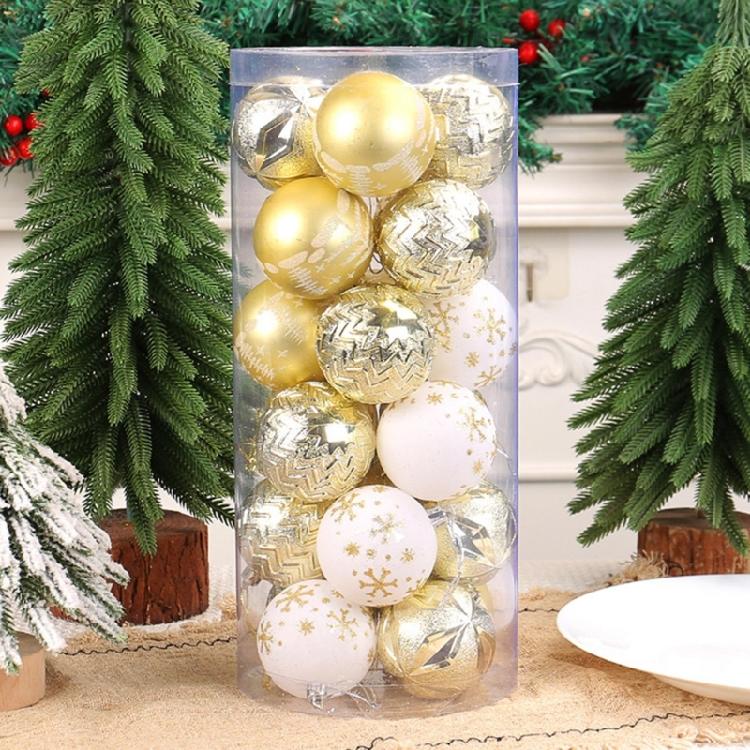24Pcs Artistic Painted Christmas Baubles Bright Christmas Sphere Hanging Ornament for Festival Home Embellishment