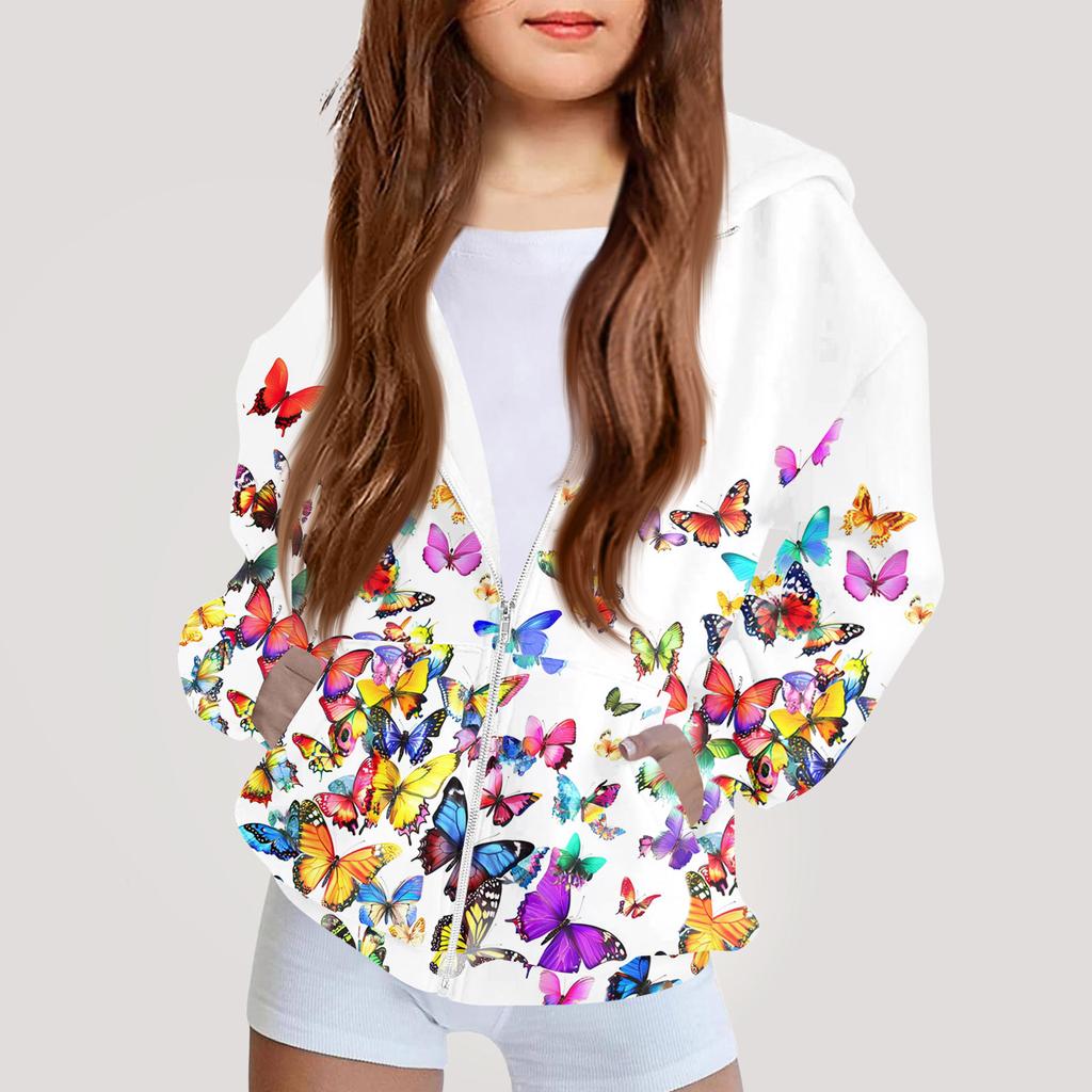 Moda dziecięca Bluza z kapturem z nadrukiem z długim rękawem Dziewczęca kurtka hoodie