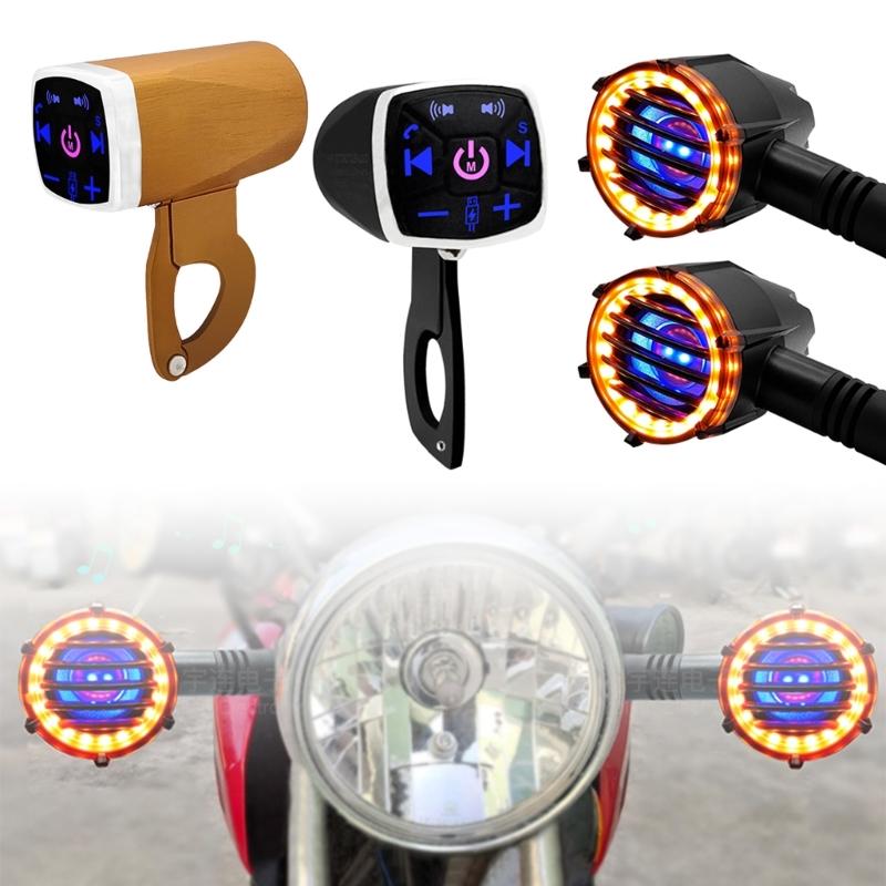 Waterproof Wireless Motorcycles Stereo Speakers 2 Inch Handlebar Mount MP3 Music Player AudioAmplifier System