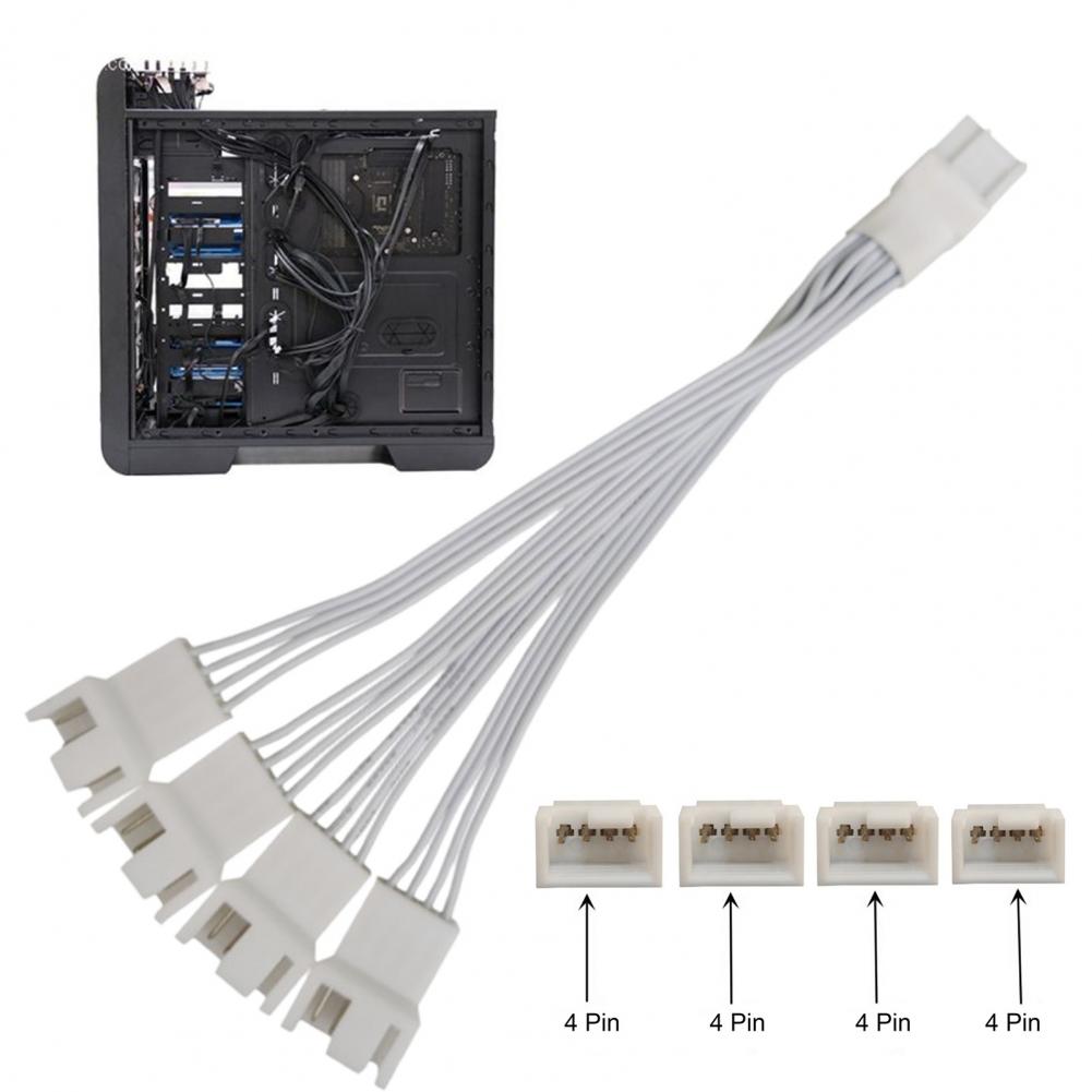 Adapter Cable Computer Cpu Fan Splitter Cable 4 Pin Adapter Hub 1 to 4 Converter Pwm 4pin Fan Extension Power Cable Motherboard