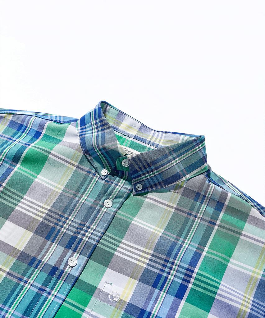 SOUNDSLIFE [Japan Fabric] Back Loop Short Sleeve Check Shirt Blue
