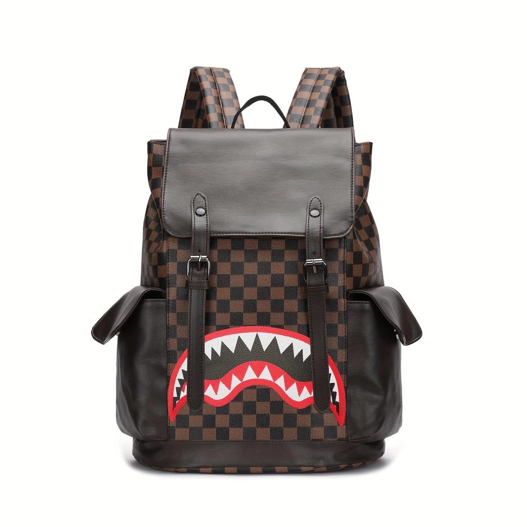 Neue koreanische Version Business-Rucksack Leder Große Kapazität Herren und Damen Trend karierter Rucksack Reisetasche Studenten-Computertasche