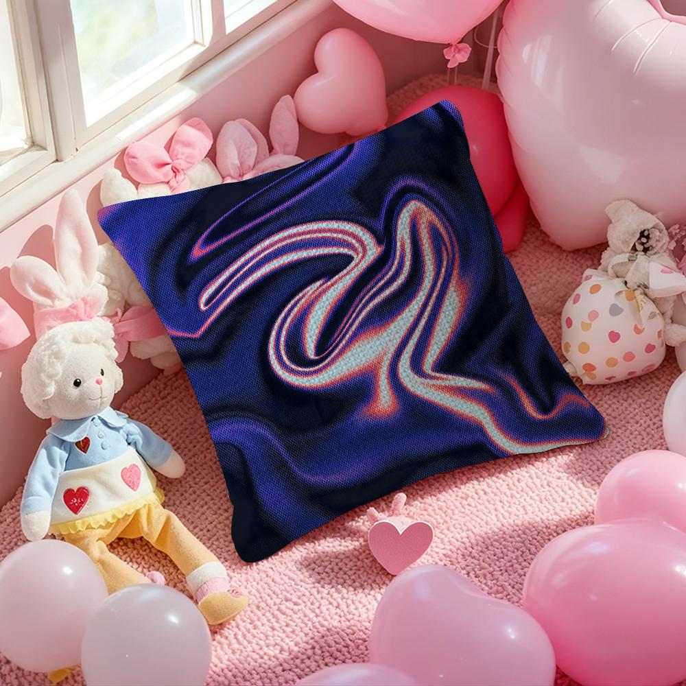 Cyberpunk Gradient Tone Pillow Case Antidustmite Pillowcase Invisible Zipper Silky Short Plush Sofa Cushion Cover