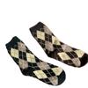 Calm Intellectual Women's Japanese Plaid Winter Wool Socks - Thick Warm Mid-Calf Celebrity Style