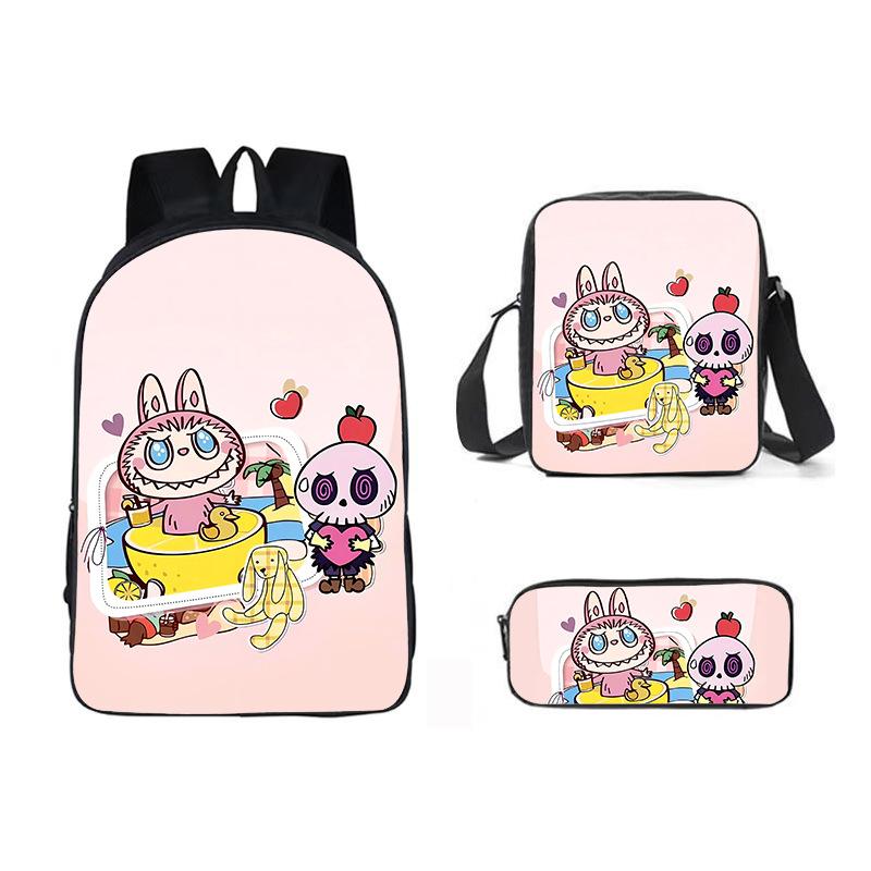School Bag New Printing Three-piece Set Cartoon Rabbit Student Backpack Satchel Pencil Case Boys and Girls