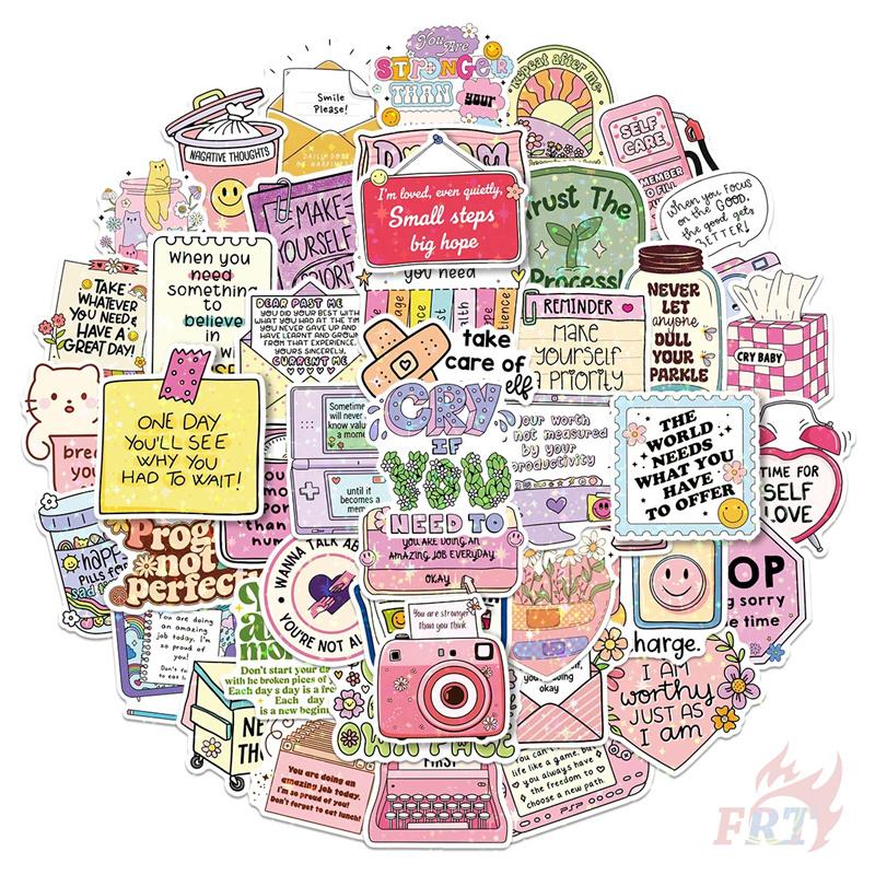 50Pcs/Set Funny Healing Phrase Series 01 Shiny Stickers DIY Fashion Waterproof Doodle Decals Stickers