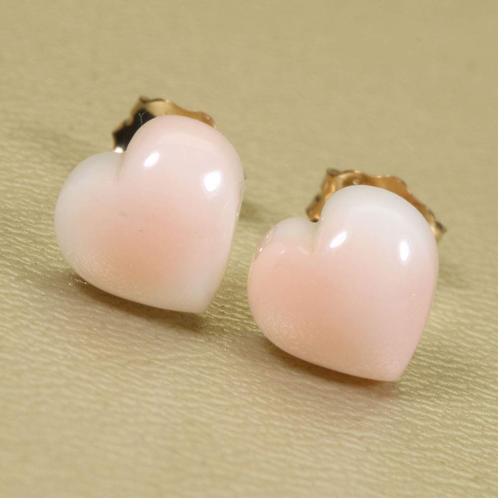 Miss Coral Pink Heart Gold Undyed Earrings, Filled,
