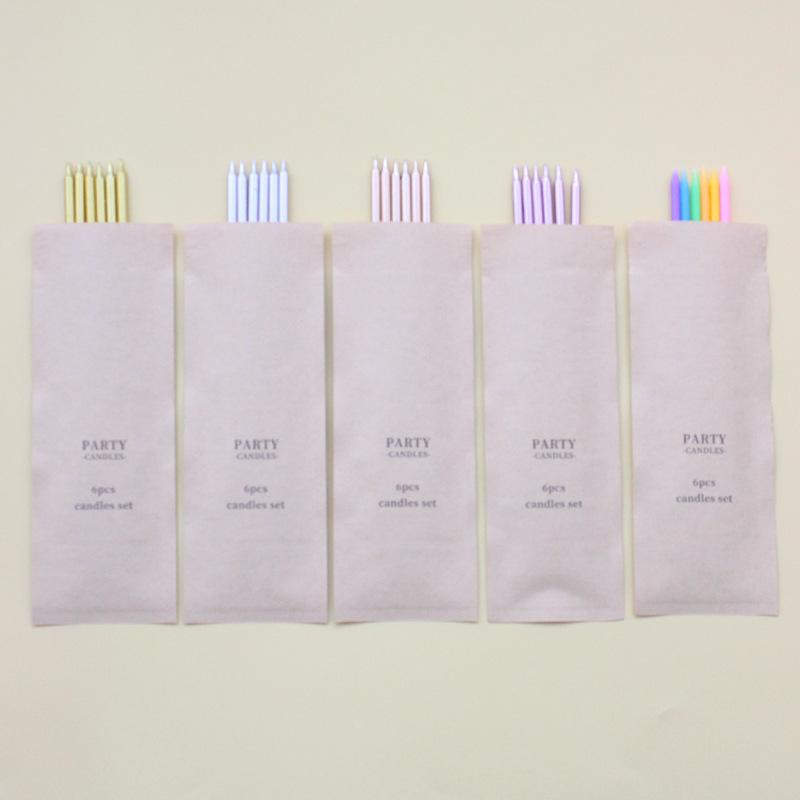 Birthday Candles Plastic-free 6 Straight Gold-plated Multi-color Party Decoration Rainbow Candles