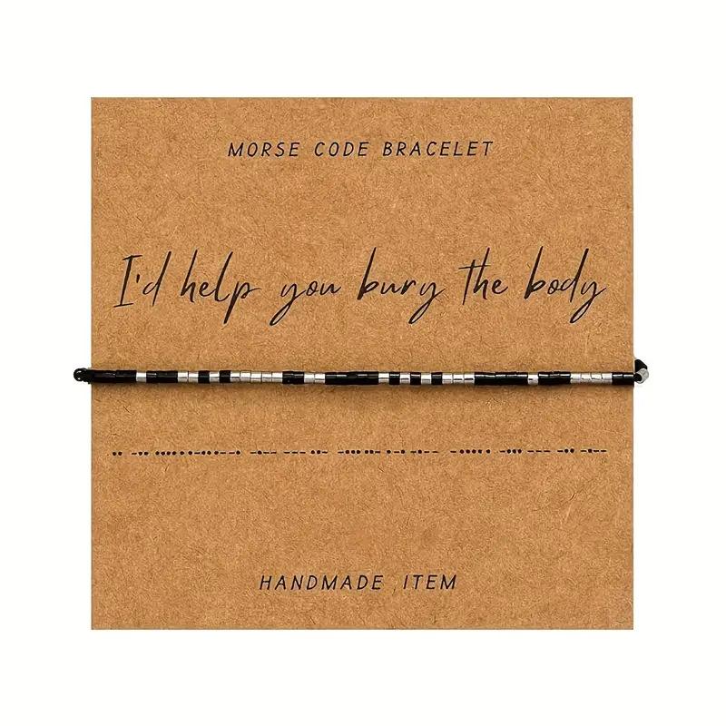 JYL TS Bracelet  Bohemian Morse Code Weave With Card Invokes Mystery & Connection