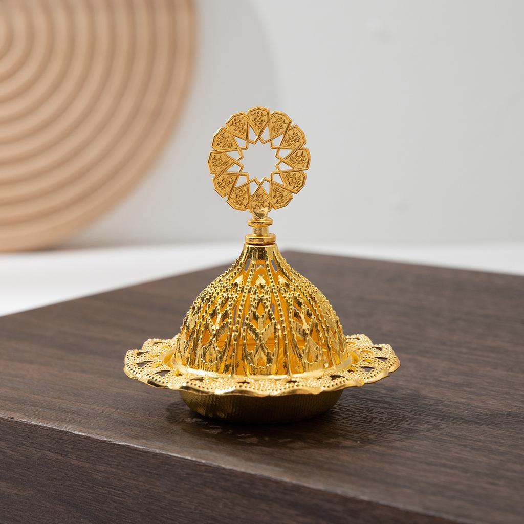 Eid Mubarak Mini Crown Retro Copper Hollow Out Incense Stick Burner Holder Golden Burner Catcher Home Decoration Sandal
