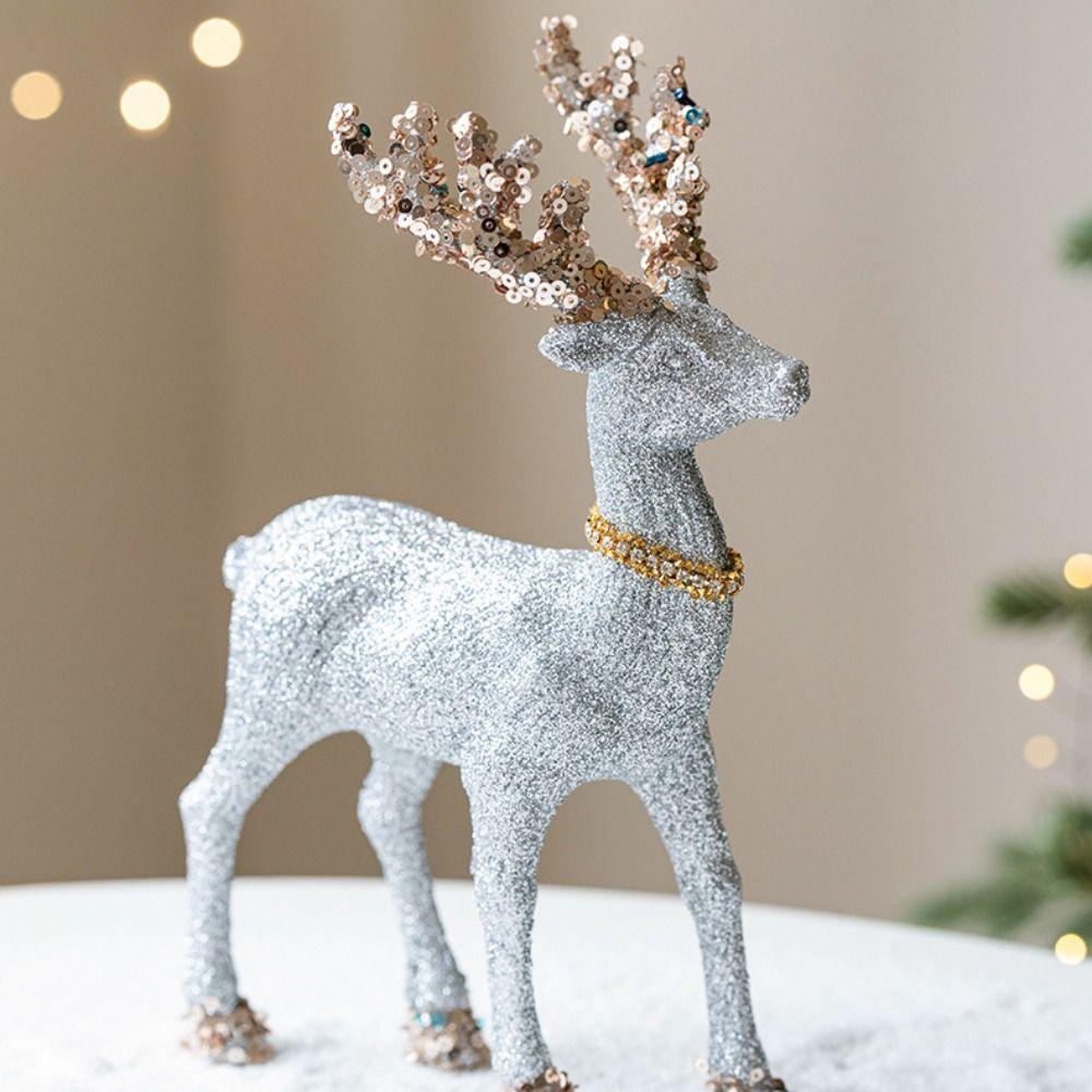 Glittering Glitter Deer Decor Flocking Fabric PVC Christmas Deer New Xmas Tree Pendant  Home