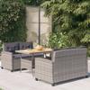 Vidaxl 3-Cz. Gartenmöbel-Set mit Kissen, Polyrattan, Grau