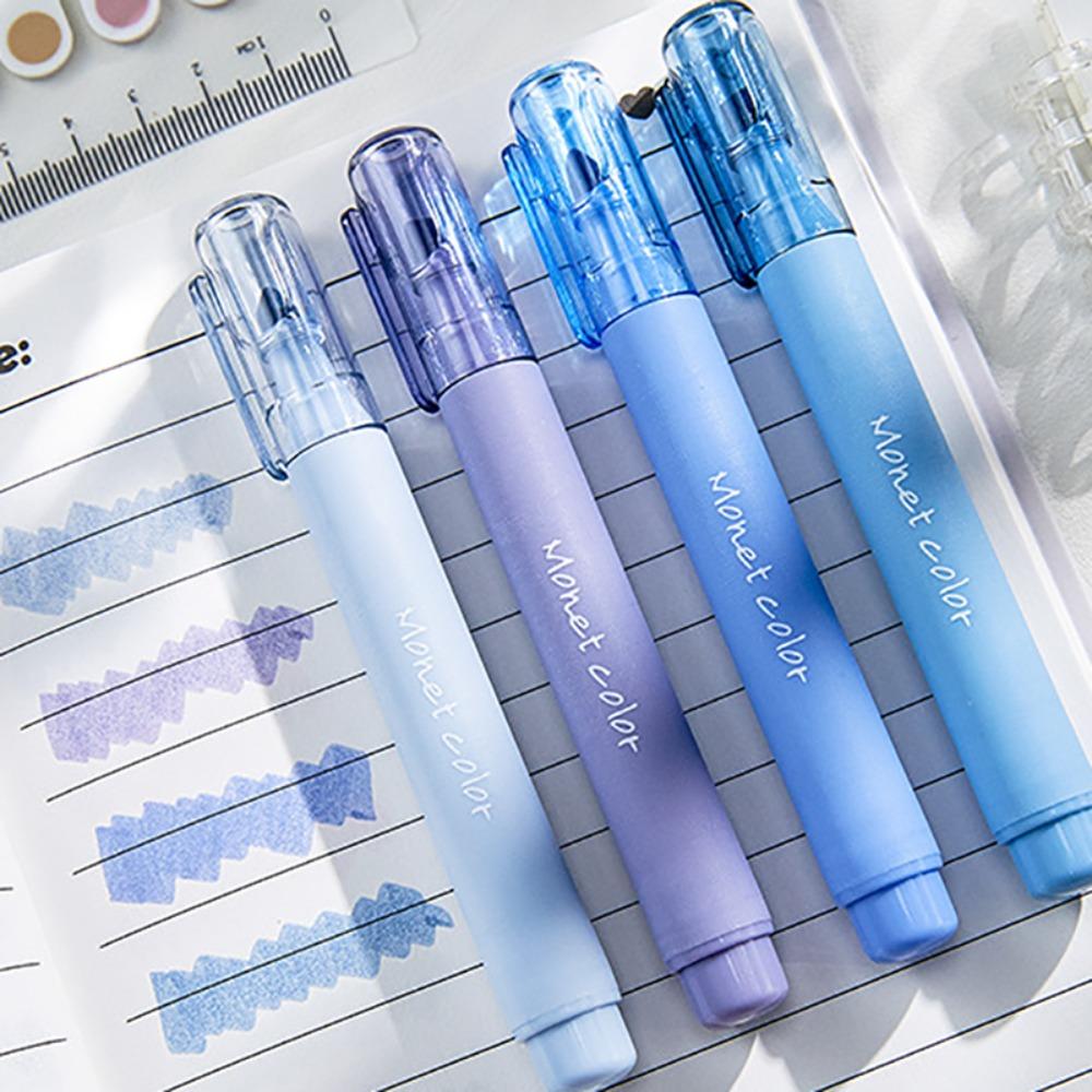 

4pcs Pastel Colors Highlighters Colored Marking Drawing Pen Colored Mark Pen School Office синій
