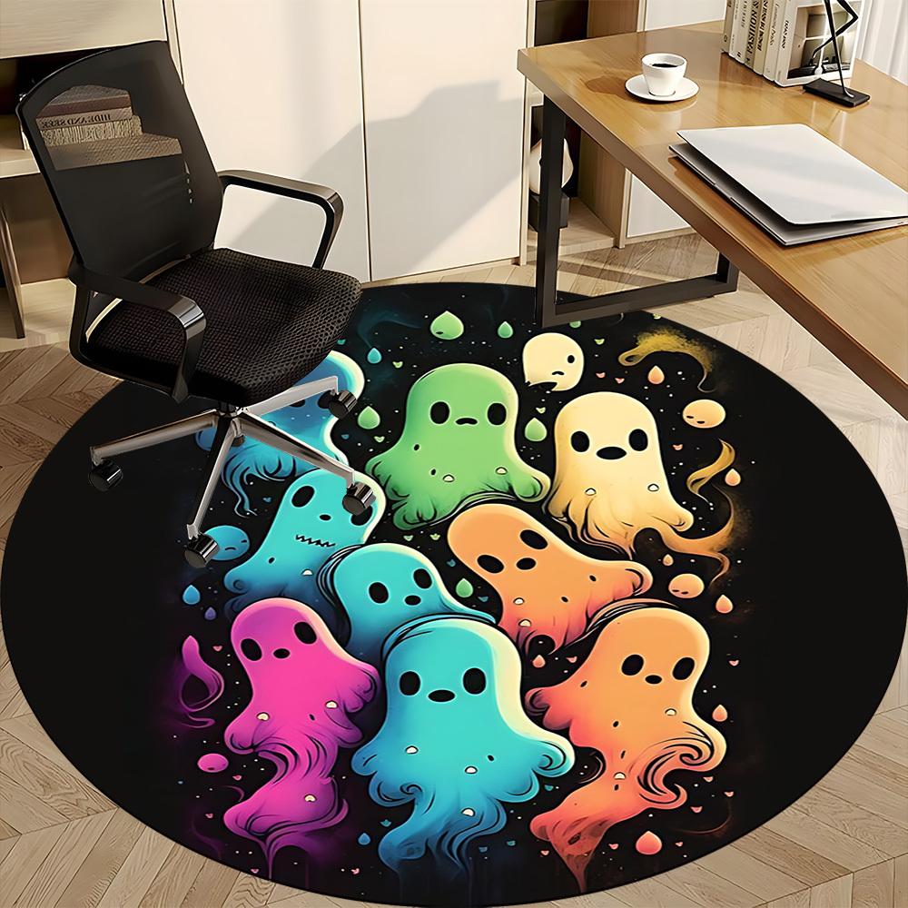 1pc Ghostly Colors Office Round Area Rug, Indoor Mat Suitable For Office, Under Office Chairs Bedroom Living Room Home Decor, Room Deco