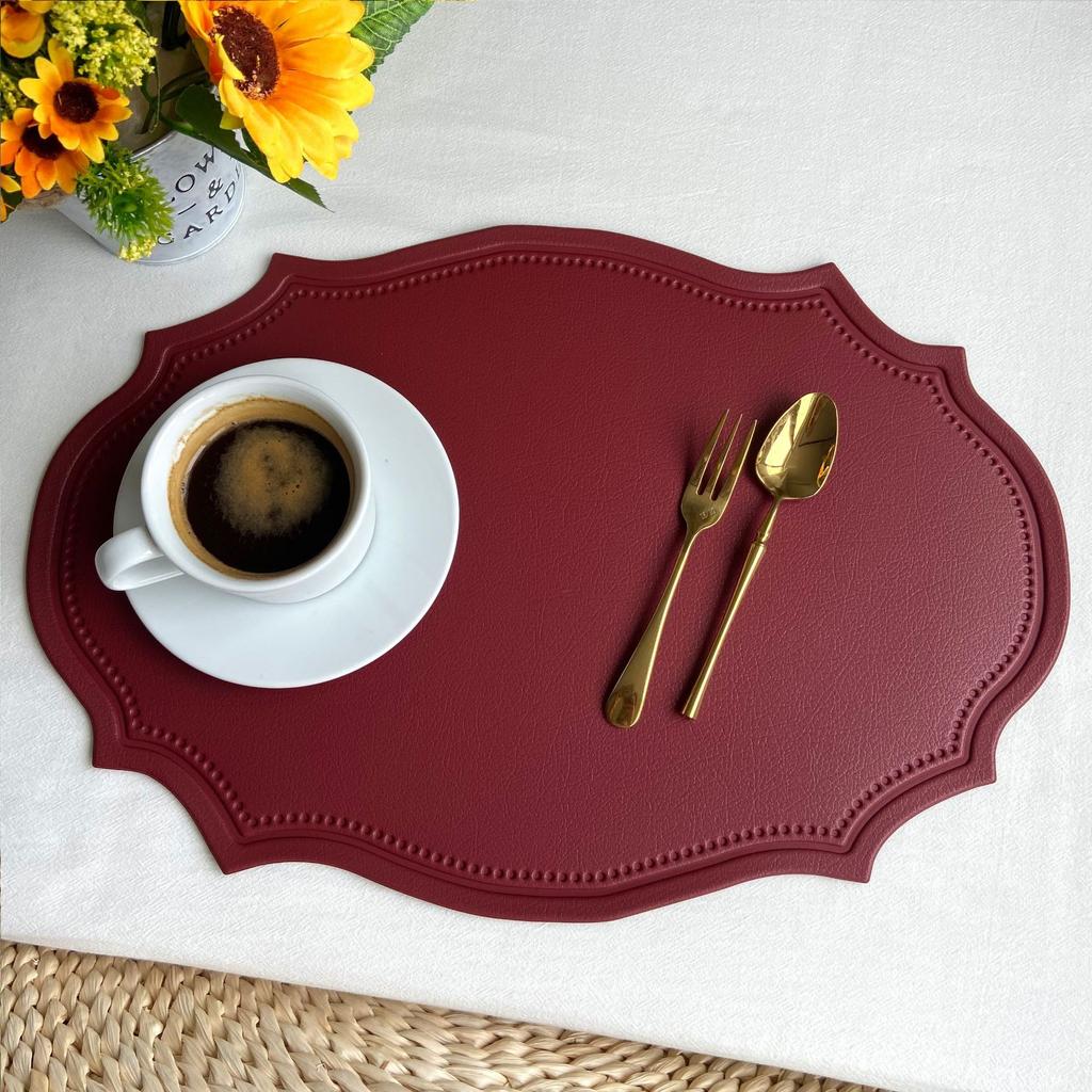 Vintage Irregular Placemat Heat Proof Mats Home Table Decoration Pot Holders Kitchen Waterproof Oil Proof Hot Fake Leather Pads