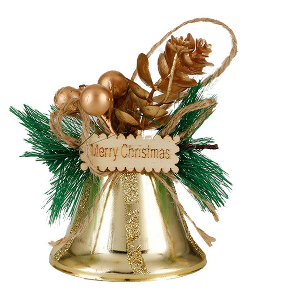 Mehrzweckpackung mit 6 Weihnachtsglocken-Ornamenten. Robuste Dekoration aus Metall und Holz für festliche Wohnaccessoires