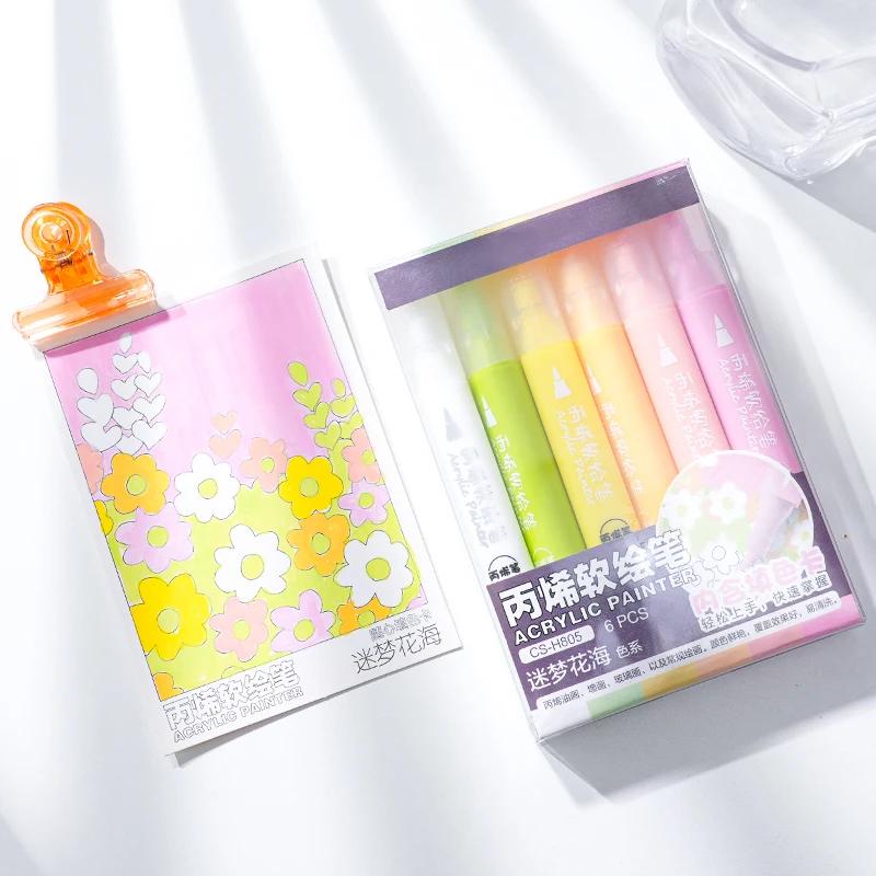 Acrylic Paint Pens Acrylic Soft Brush Marker Pensfor FabricAnime Painting DIY Art Graffiti Markers Child Art Supplies