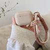 Funda de Silicona para Auriculares con Cordón de Cara Sonriente para Apple AirPods 4 3 2 1 Airpods Pro Cubierta Protectora para Auriculares Color Té con Leche