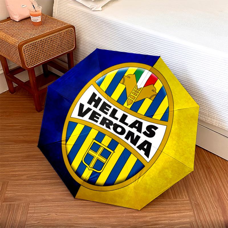 Wzór Hellas Verona FC, automatyczny składany parasol, przenośna i składana konstrukcja, 8 żeber, prezent na Boże Narodzenie lub urodziny.