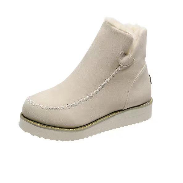 Women's Plus Size Thick-Soled Winter Ankle Boots: Warm, Solid Color, Slip-On Style