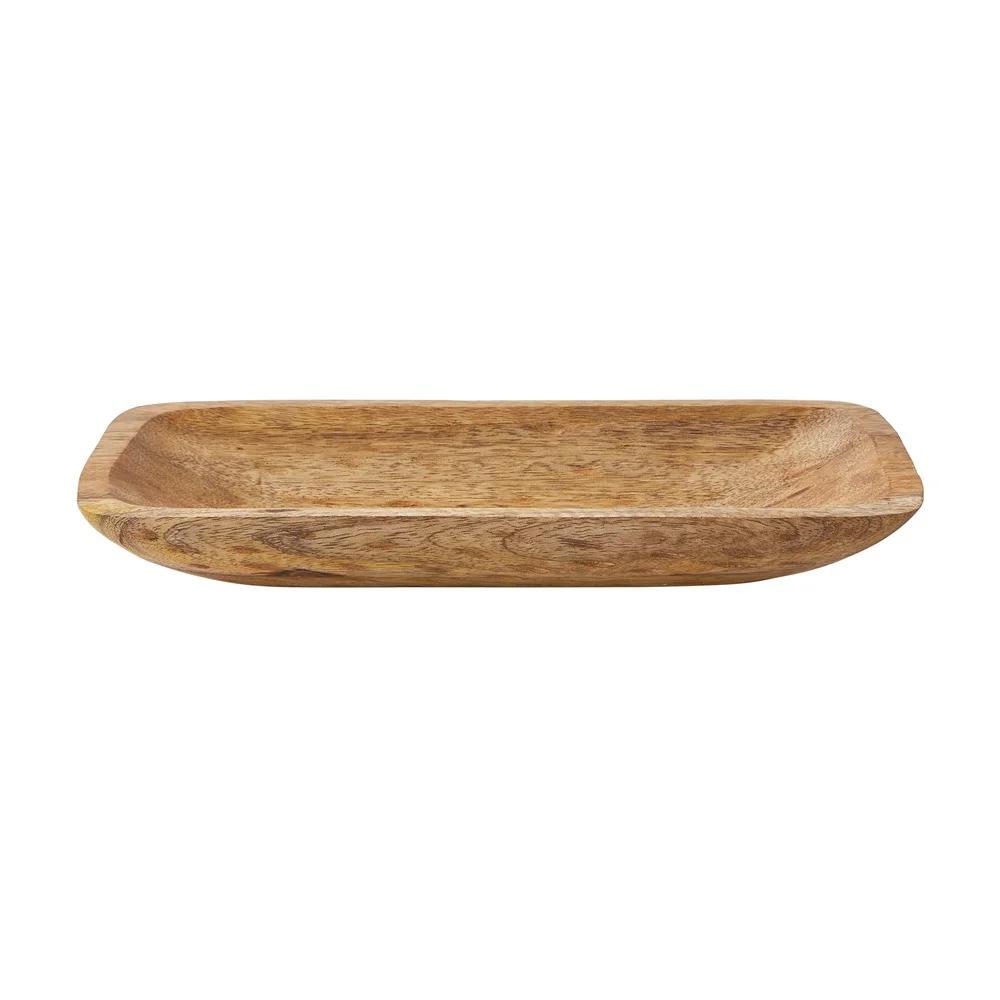 Hand Carved Wood Tray 12x6 Rustic Decorative Holder Natural Grain Flowers or Home Accent Display