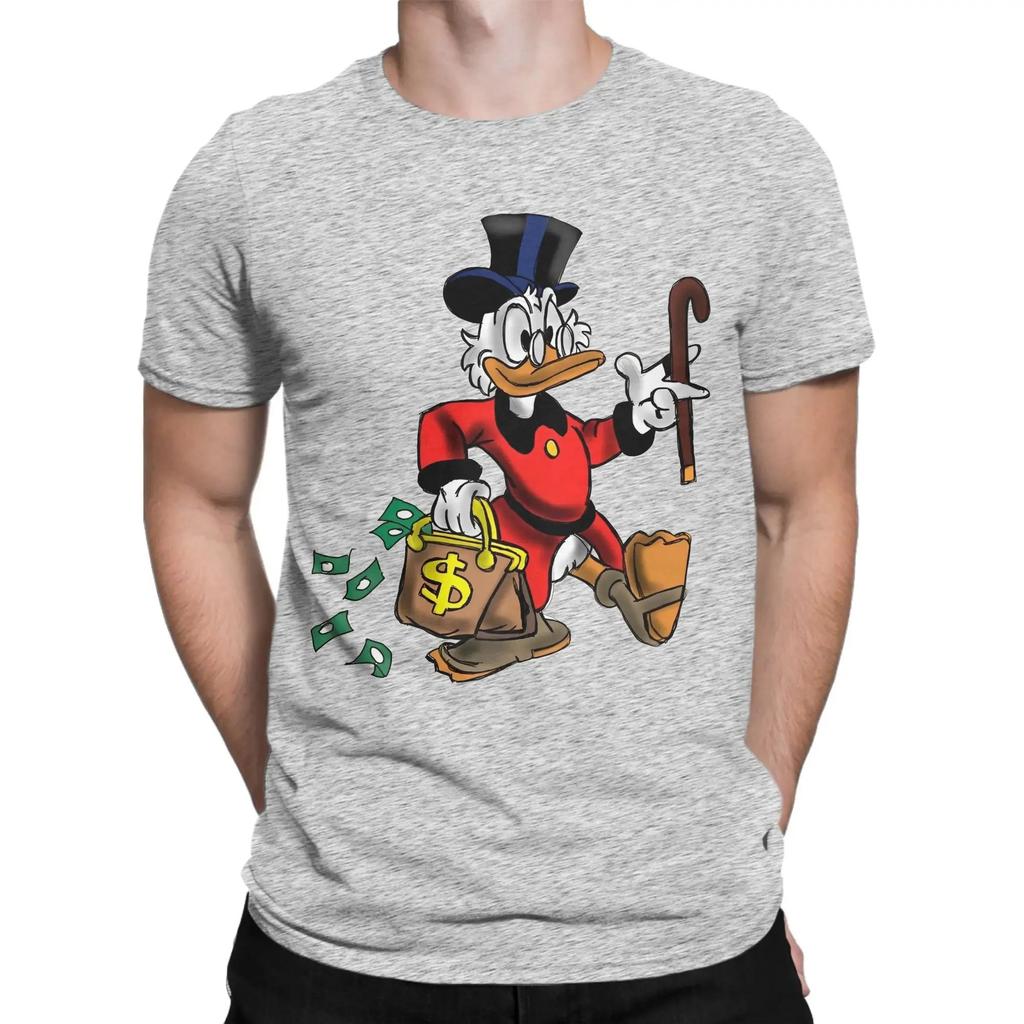 Scrooge McDuck 100 Cotton TShirt Mens Summer DuckTales Fun Tshirts Famous Anime Unisex Comfortable Women Men Tshirts