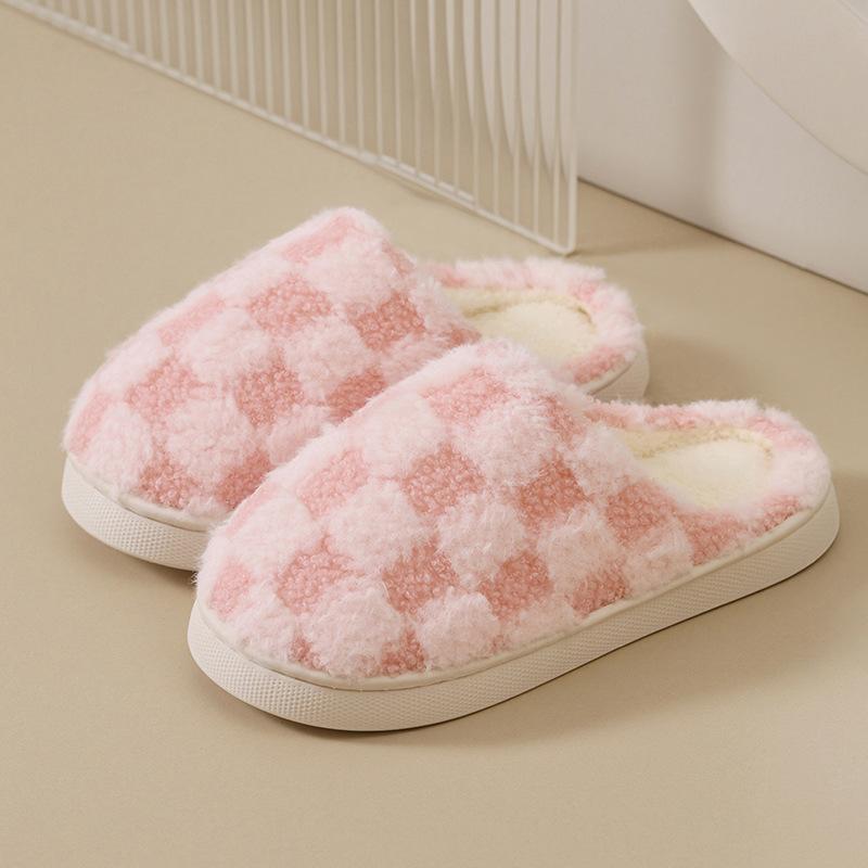 New simple non-slip cotton slippers women's autumn and winter parent-child indoor home children's plush slippers men