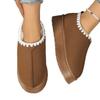 Windspitze Winter Samt Warme Tasche Kopf Hausschuhe Dicksohliger Muffinabsatz Erhöht Übergröße Damenschuhe