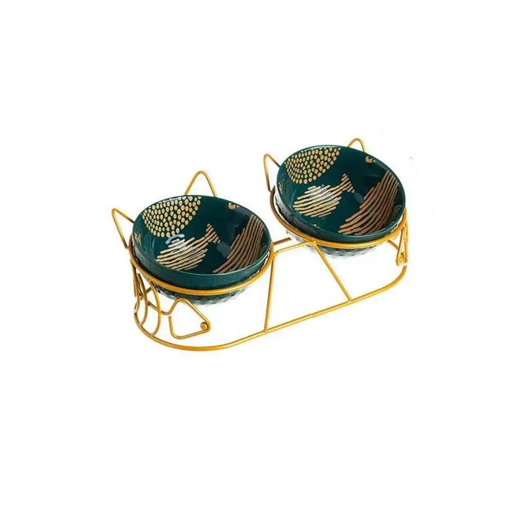 Feeder Drinker Oblique Mouth For Dog Cat Elevated Dishes Water Feeder Container Pet Feeder Bowl Pet Supplies Cat Double Bowl
