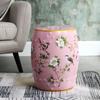 New Chinese Style Ceramic Drum Stool, Floral Bird Design Ottoman for Entryway&Living Room, Decorative Shoe Bench and Home Decor